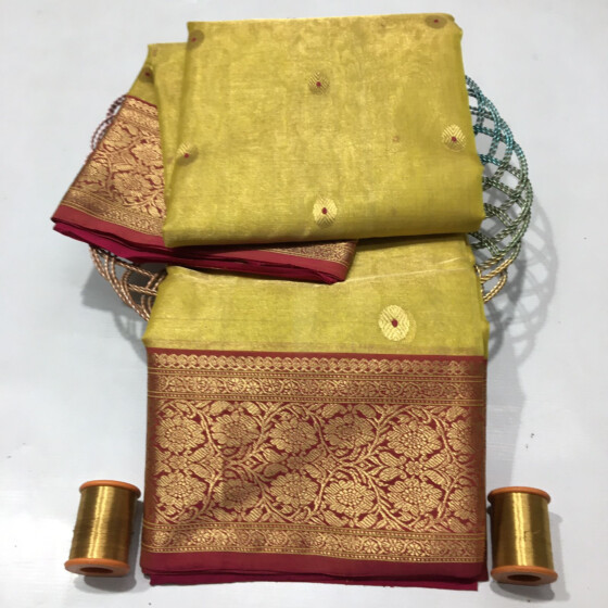 Chanderi Handloom  yellow Saree