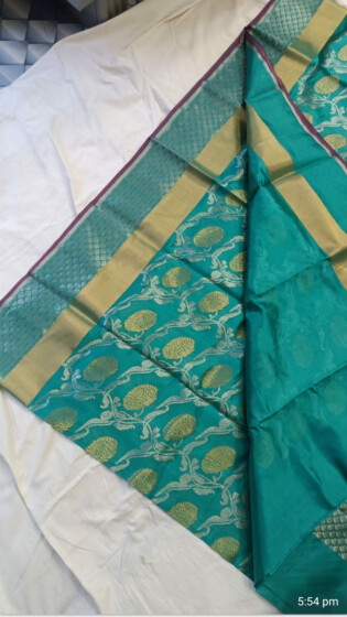 Chanderi Handloom Saree Turquoise 6.25mtr Silk