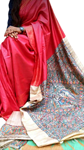 Handwoven Bhagalpuri Tussar Silk Saree