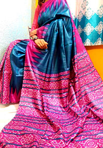 Name Screen Print Ghicha Silk Saree