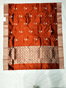 Chanderi Handloom Saree Maroon With Gold Zari Floral Pallu 6.25 mtrs Silk