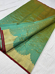 Chanderi Handloom  Saree Green Dhoop Chhaon 6.25mtrs Silk
